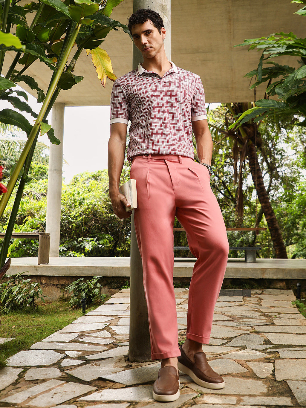 Basket-Jacquard Polo T-Shirt