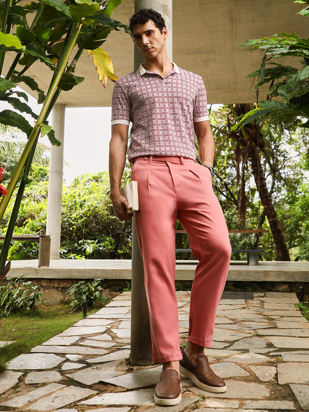 Basket-Jacquard Polo T-Shirt