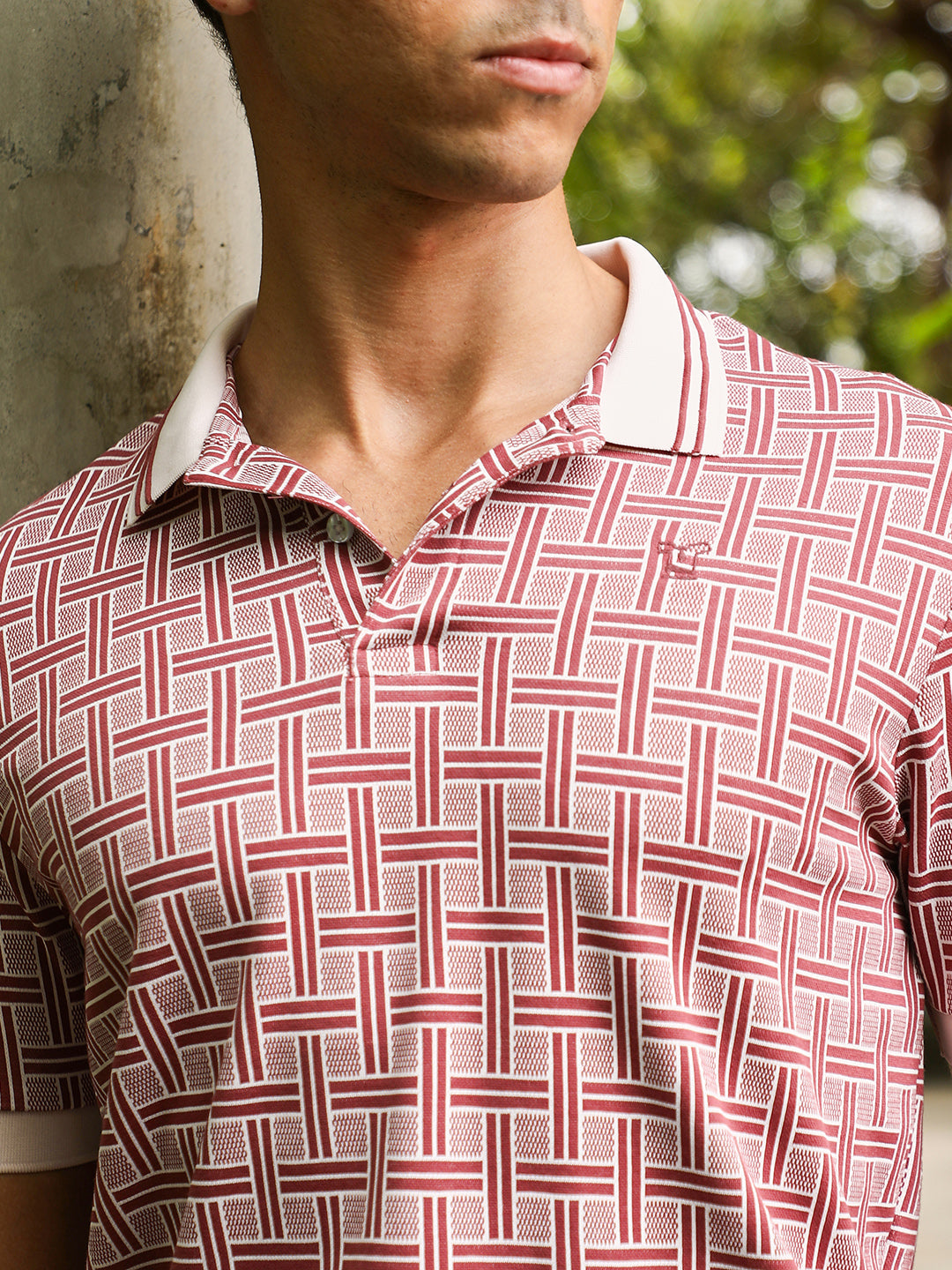 Basket-Jacquard Polo T-Shirt
