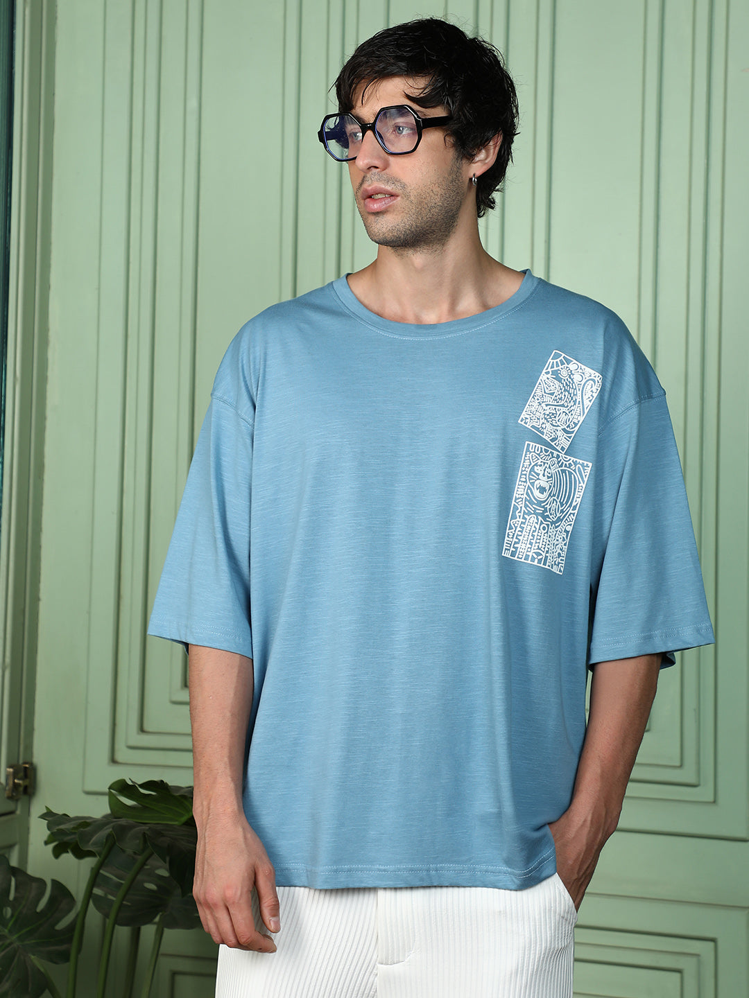 Animal-Farm Imprint Oversized T-Shirt