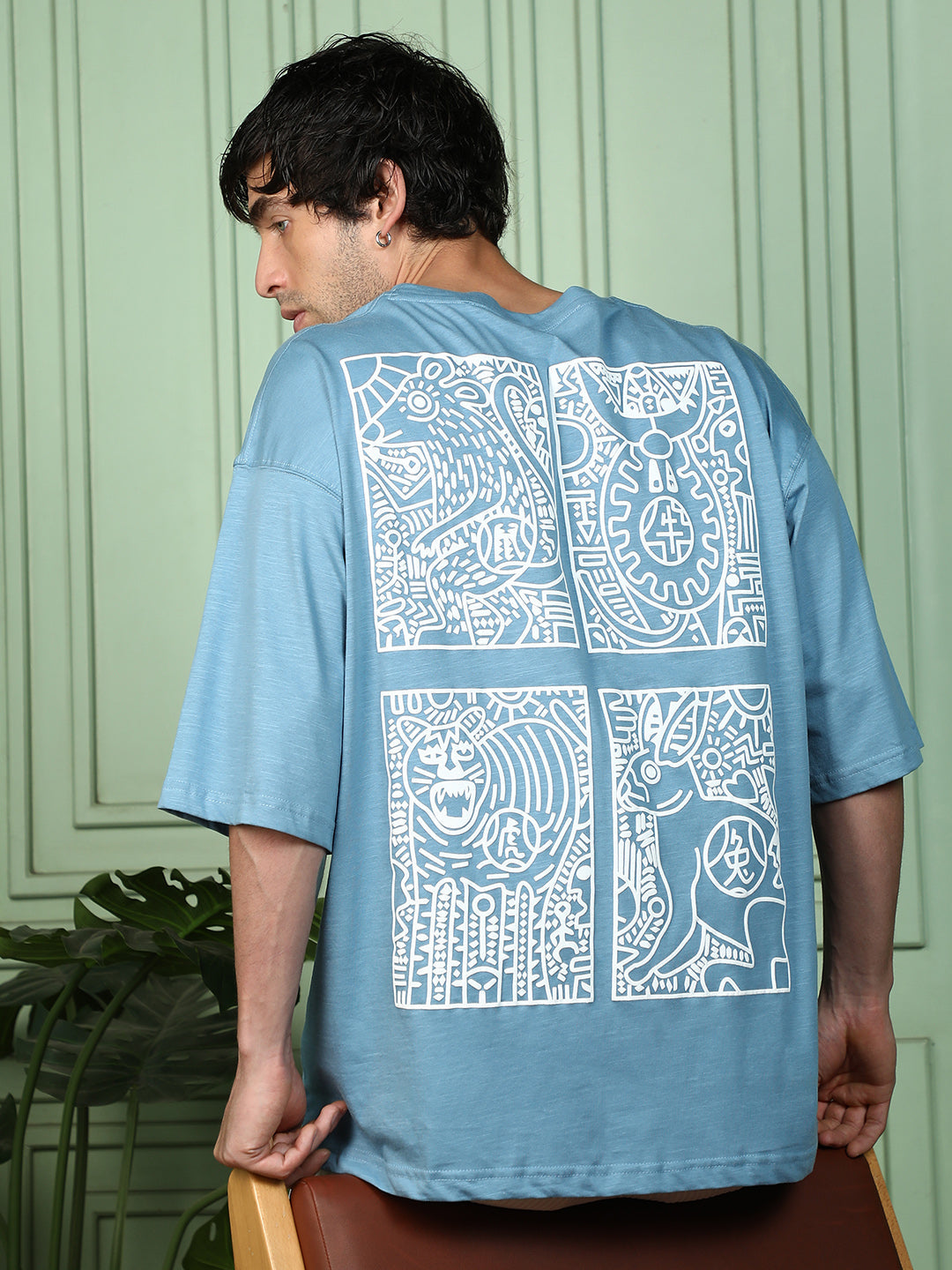 Animal-Farm Imprint Oversized T-Shirt