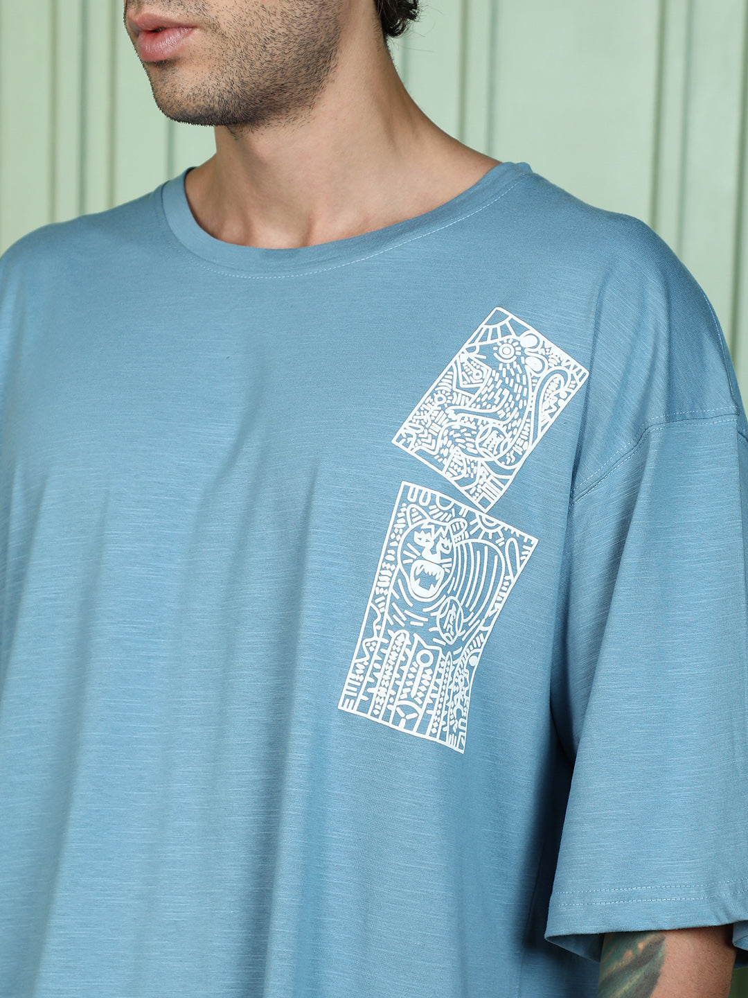 Animal-Farm Imprint Oversized T-Shirt