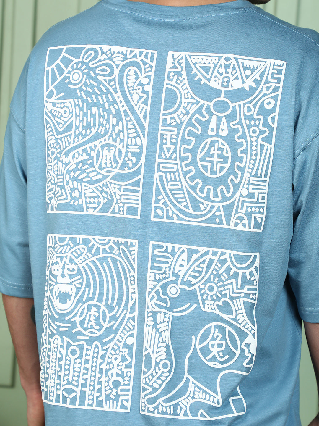 Animal-Farm Imprint Oversized T-Shirt