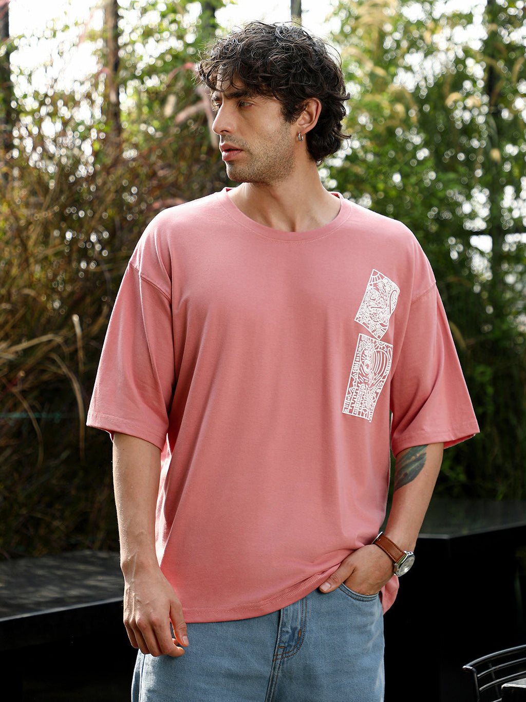 Animal-Farm Imprint Oversized T-Shirt