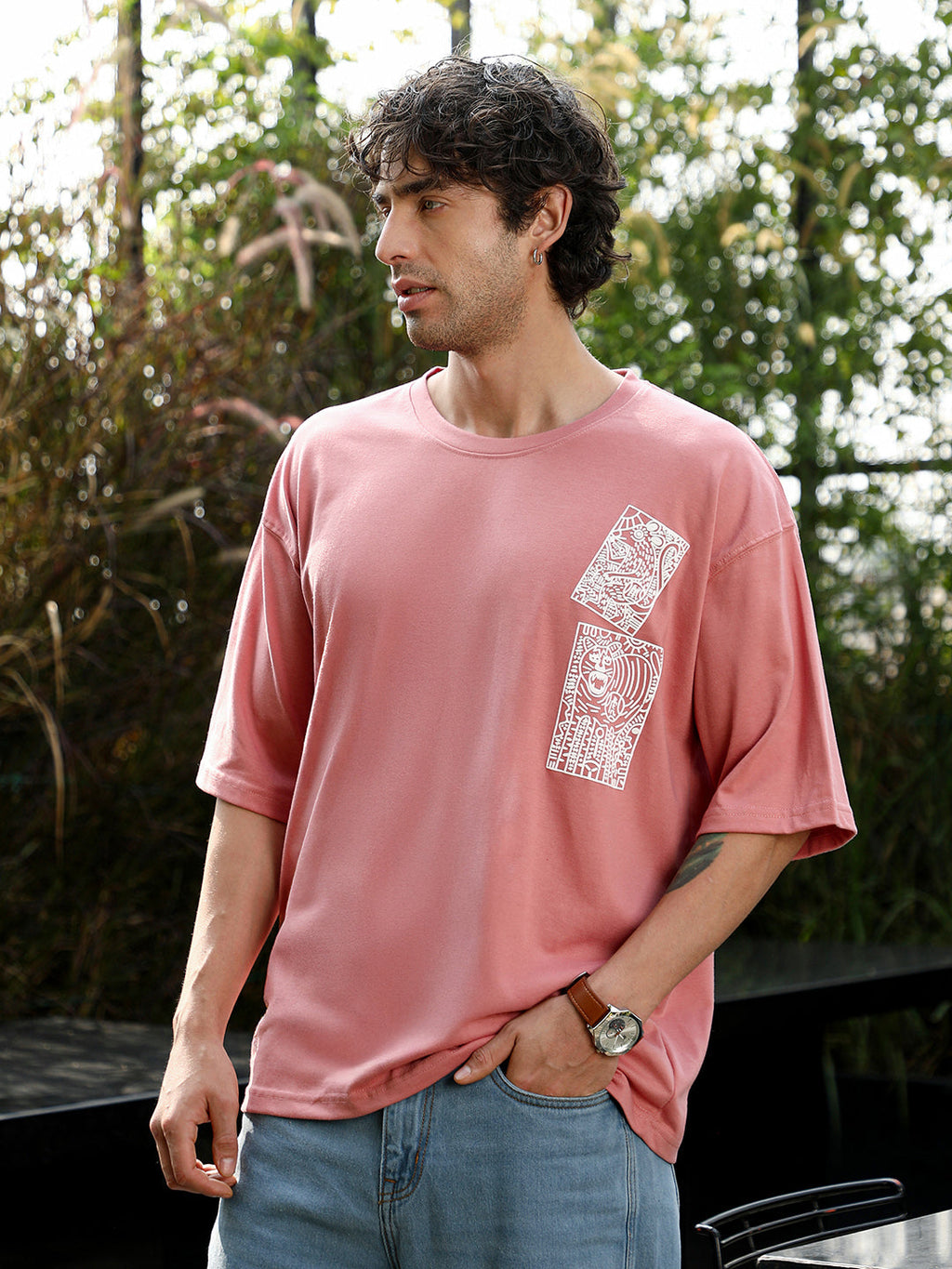 Animal-Farm Imprint Oversized T-Shirt