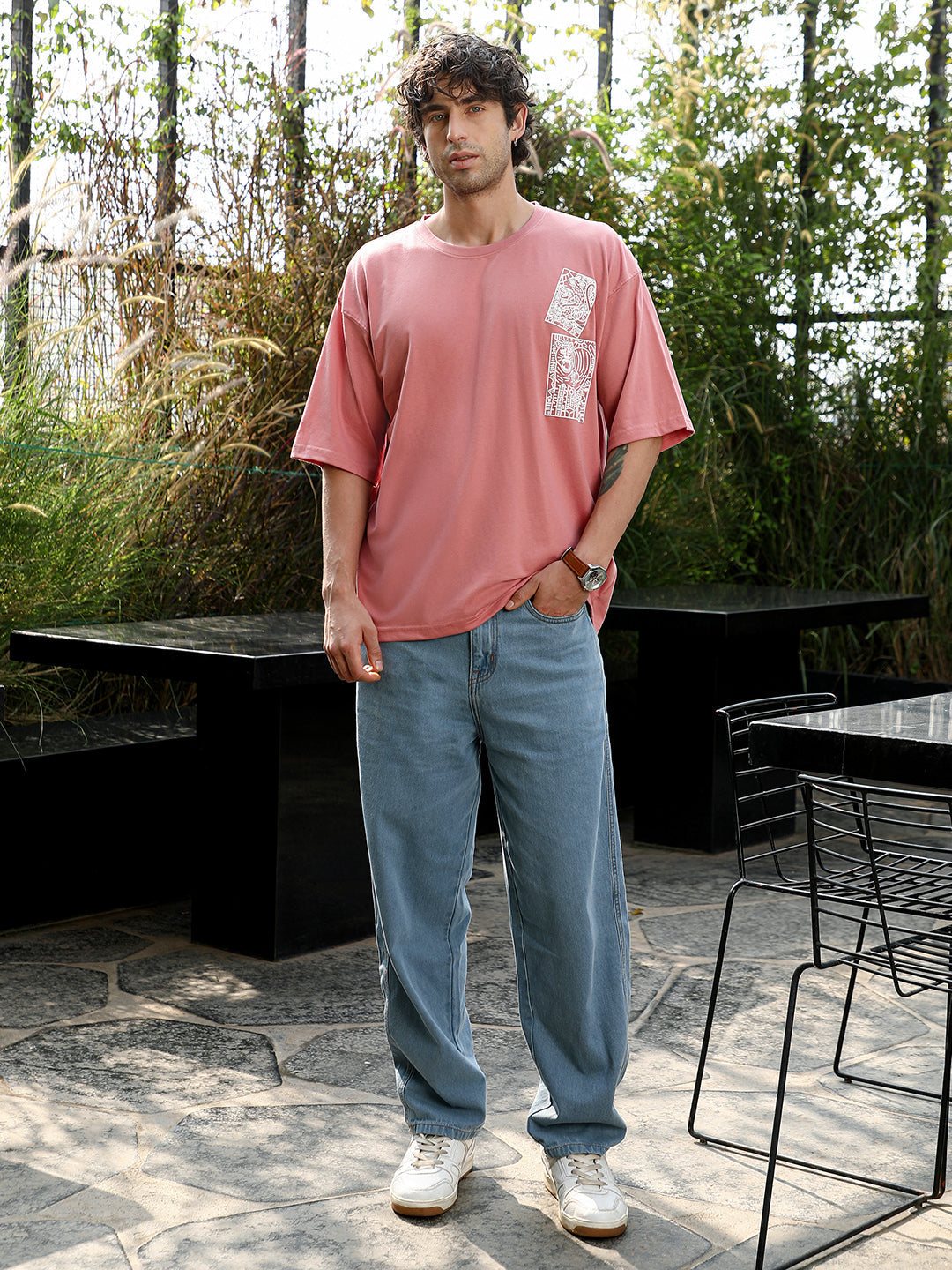 Animal-Farm Imprint Oversized T-Shirt