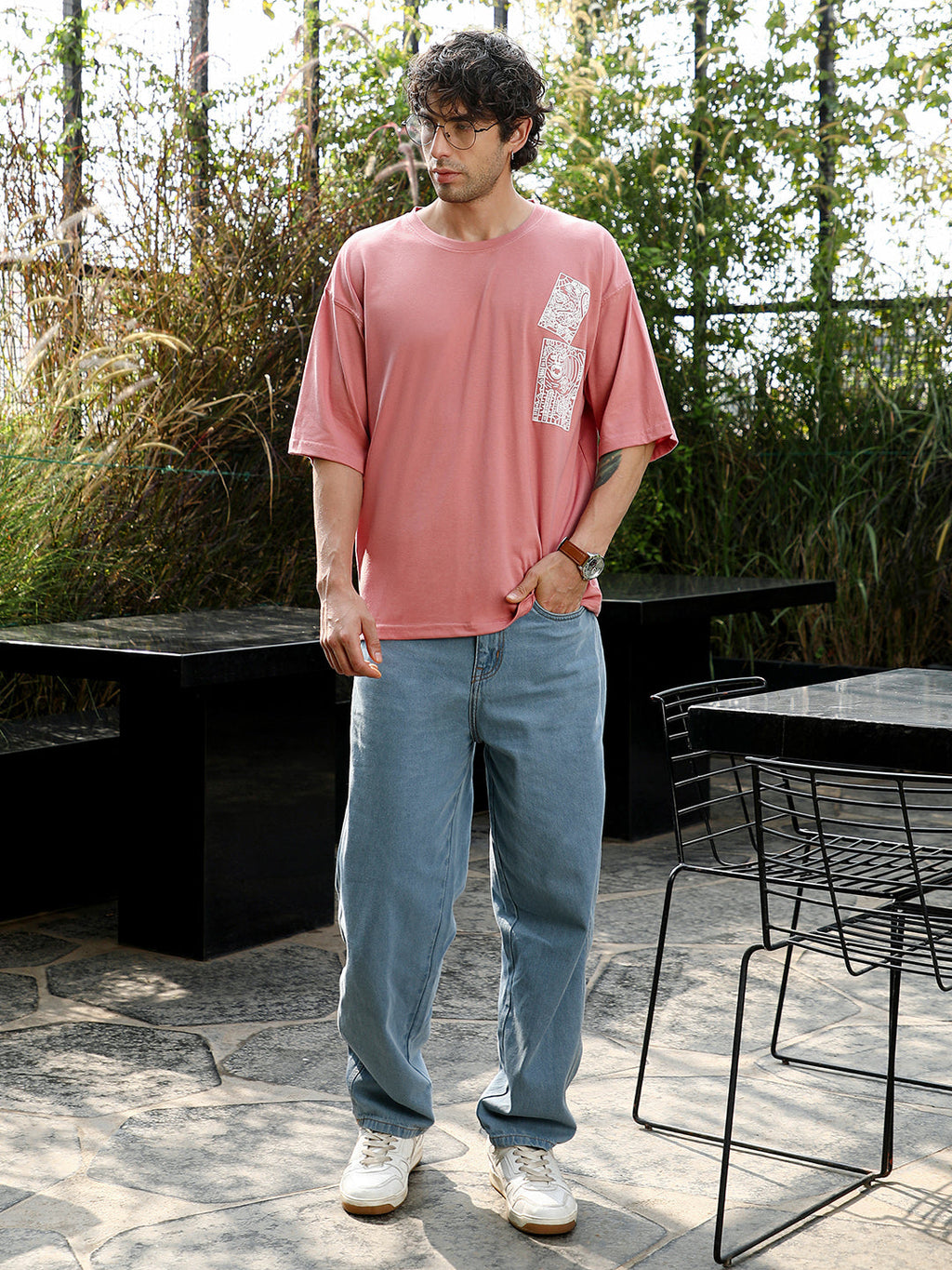 Animal-Farm Imprint Oversized T-Shirt