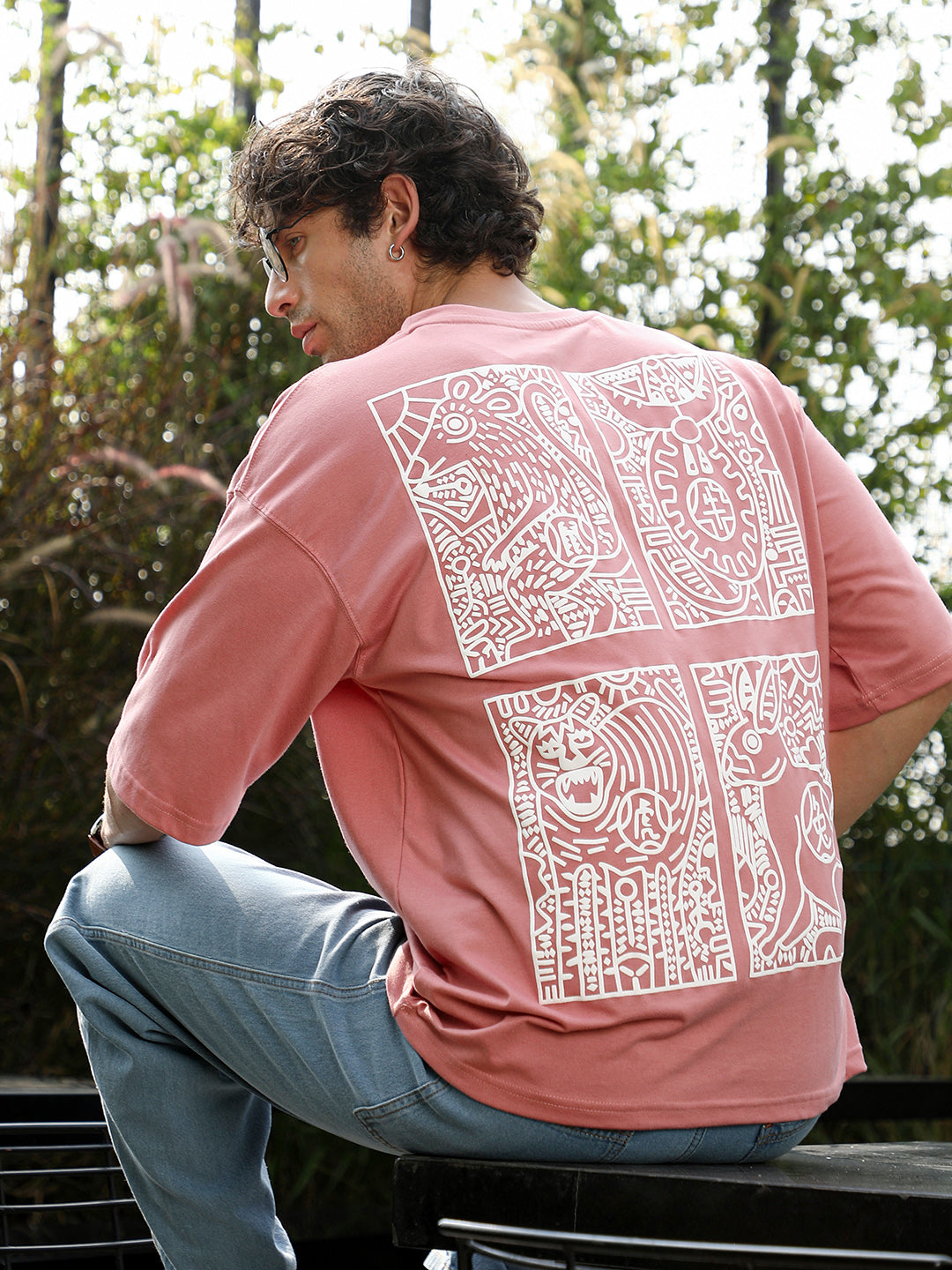 Animal-Farm Imprint Oversized T-Shirt