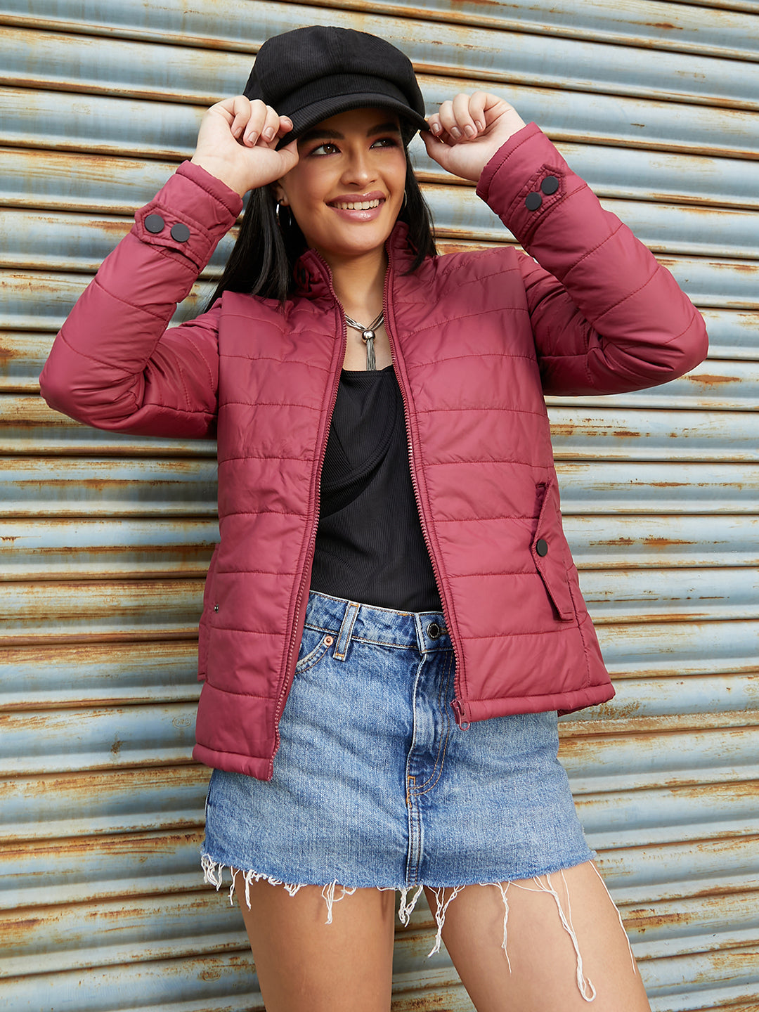 Puffer Jacket With Flap Insert Pockets