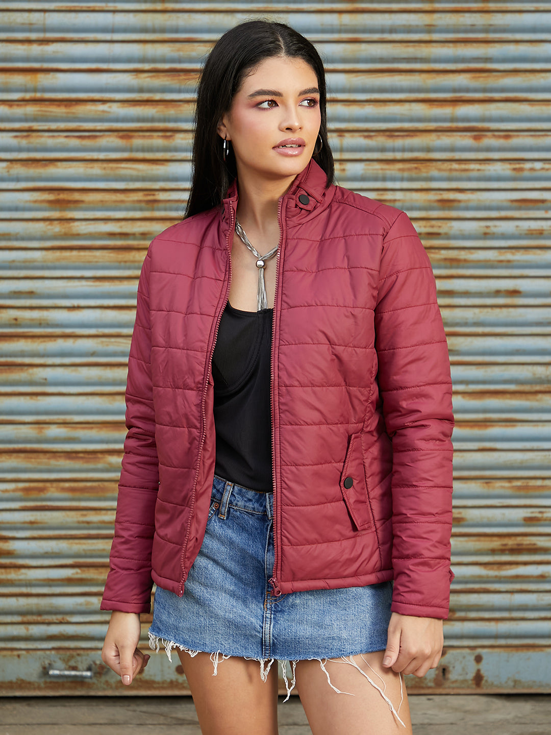 Puffer Jacket With Flap Insert Pockets