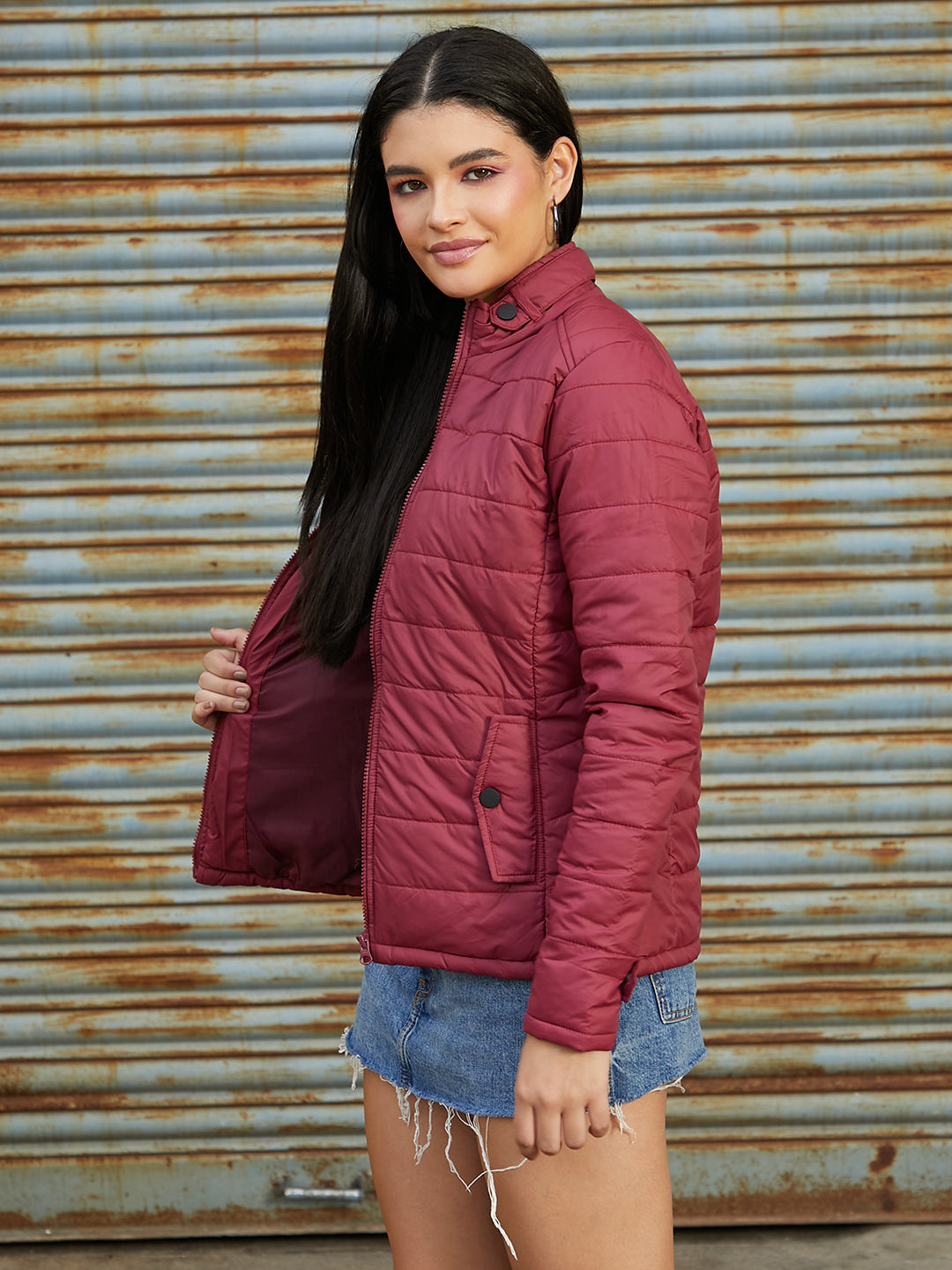 Puffer Jacket With Flap Insert Pockets