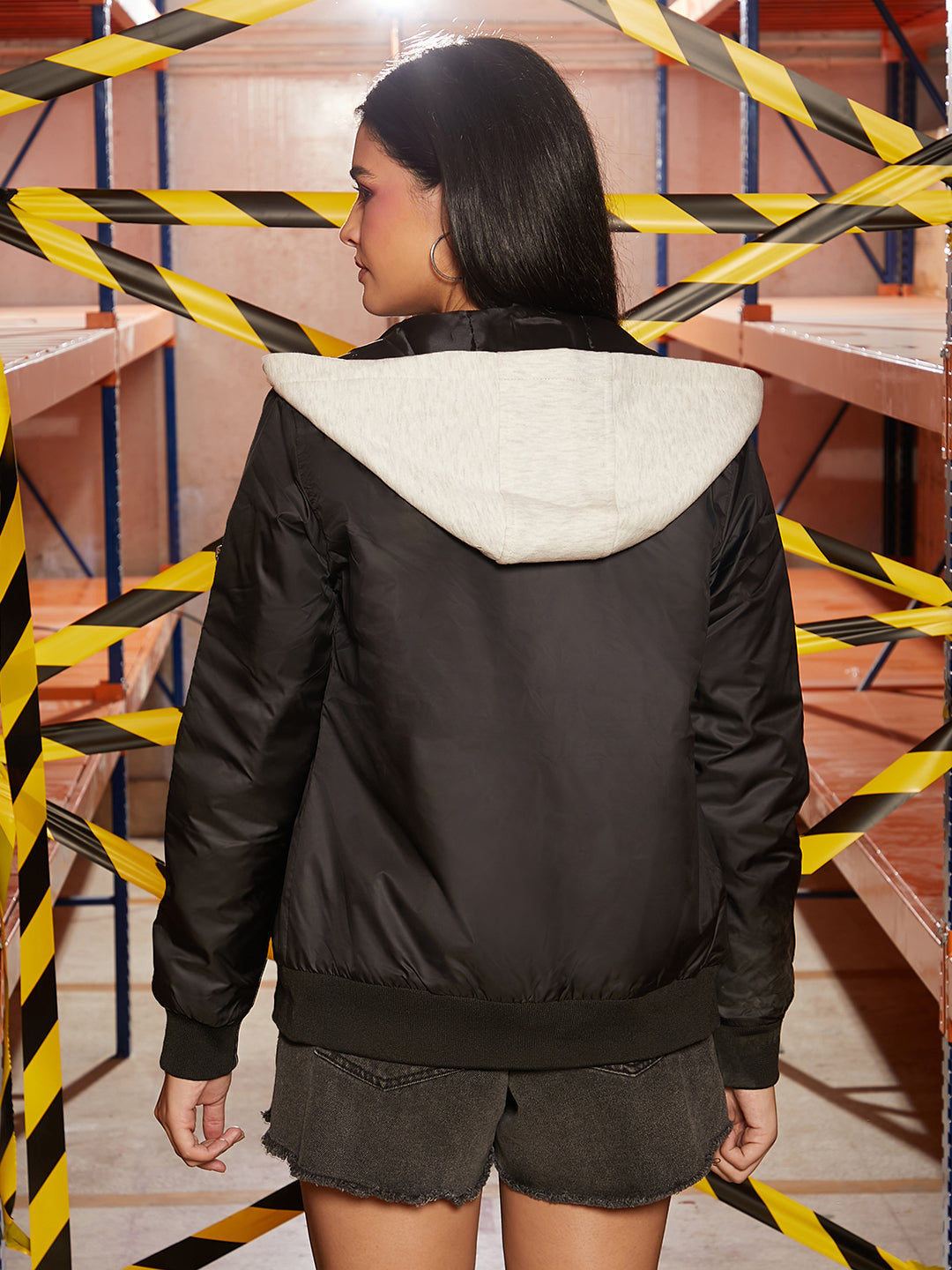 Zip-Front Jacket With Contrast Hem