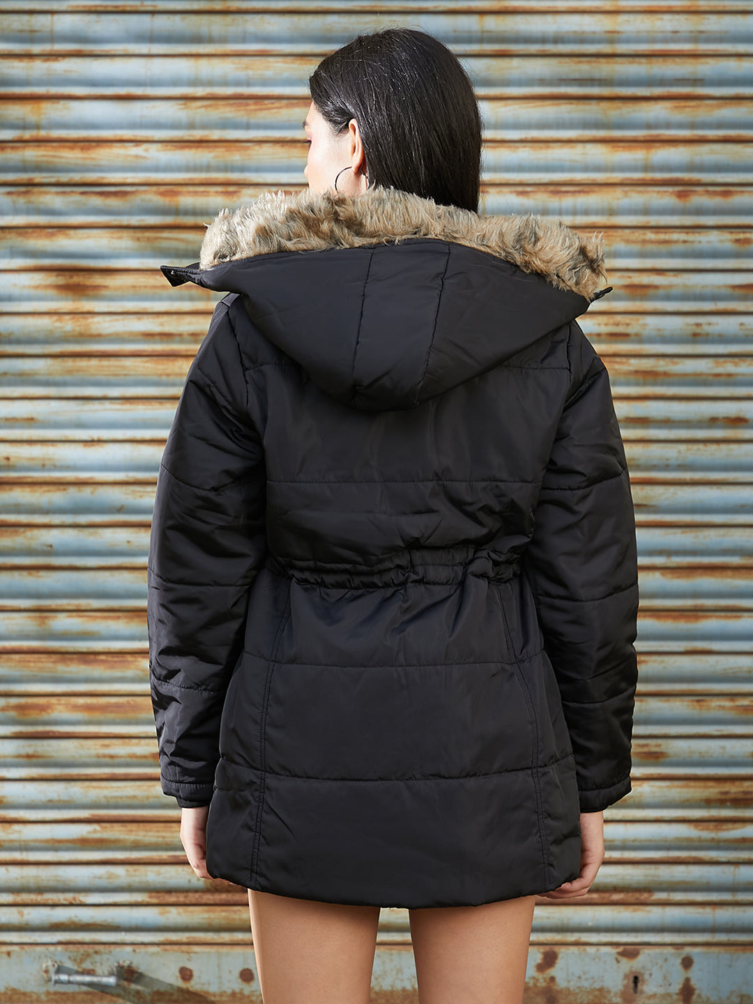 Puffer Jacket With Detachable Fur Hood