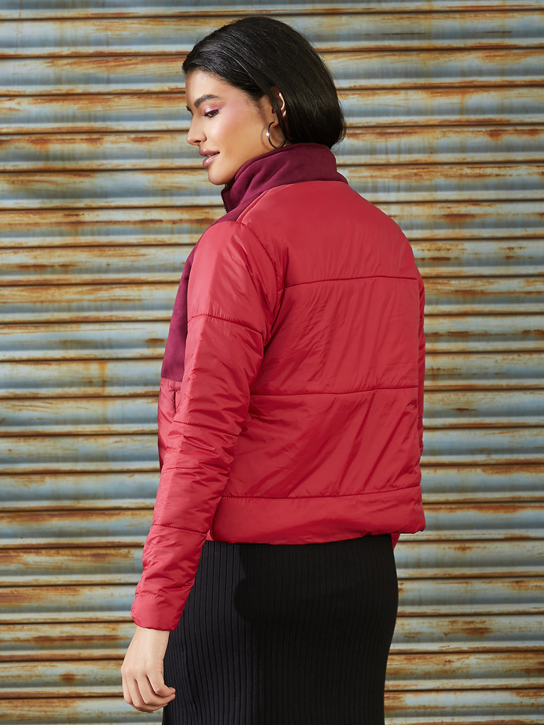 Zip-Front Block Bomber Jacket