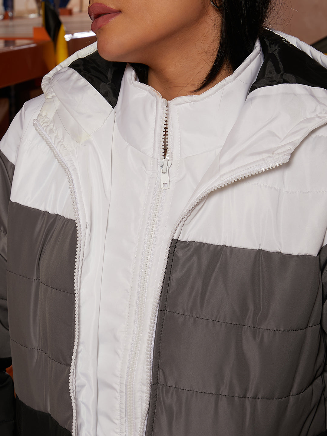 Contrast Panel Puffer Jacket