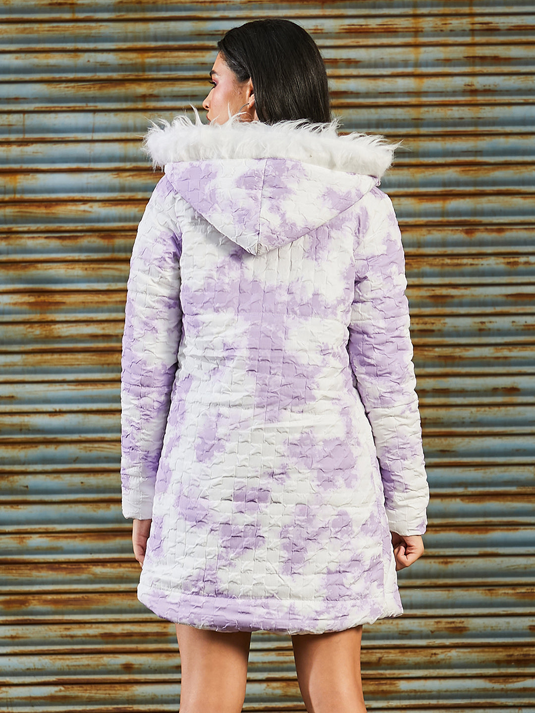 Creased Tie-Dye Puffer Jacket