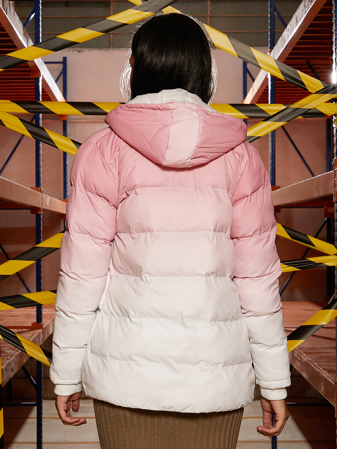 Zip-Front Ombre Quilted Jacket