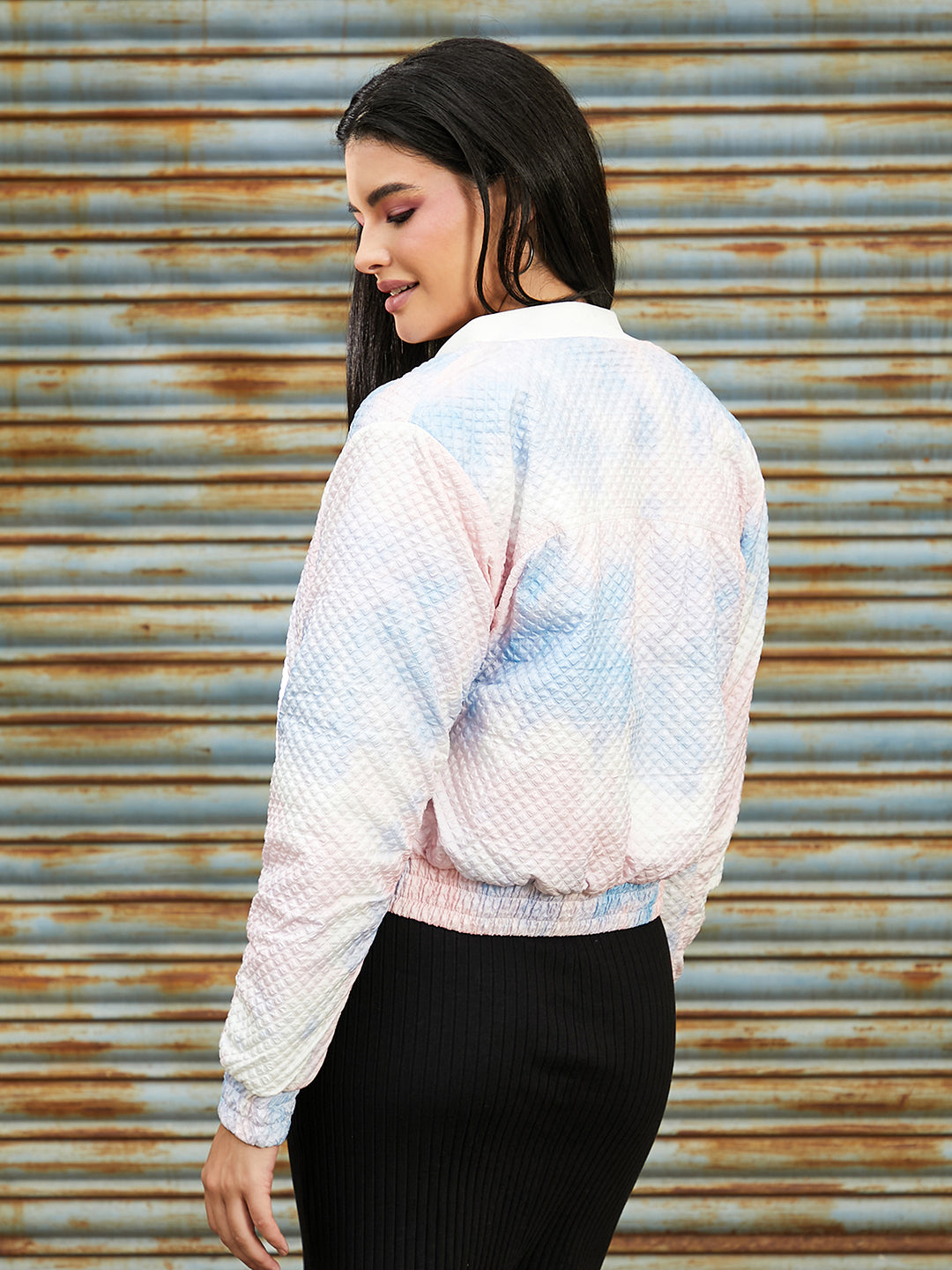 Tie-Dye Micro Diamond Quilted Puffer Jacket