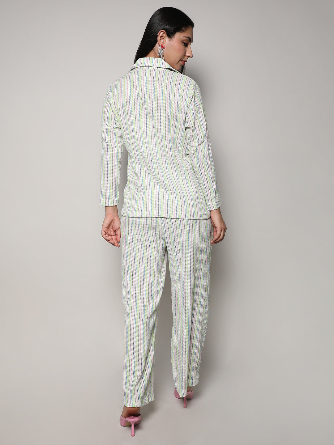 Unbalanced Striped Double-Breasted Co-Ord Set