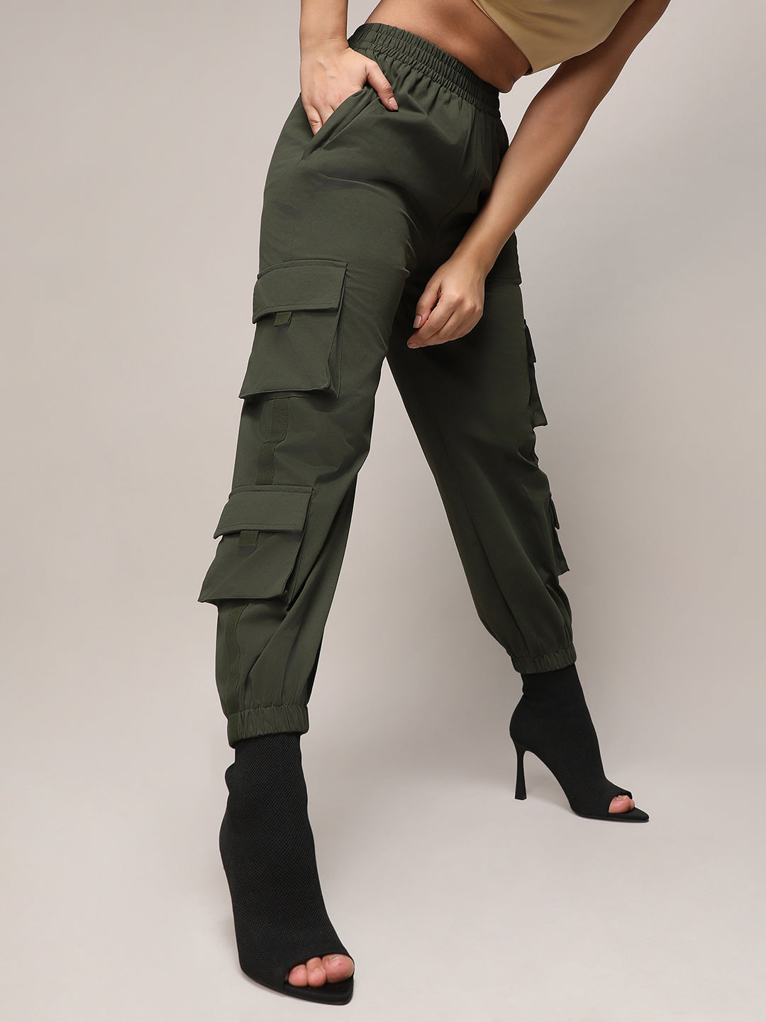 Cuffed Hem Cargo Trousers