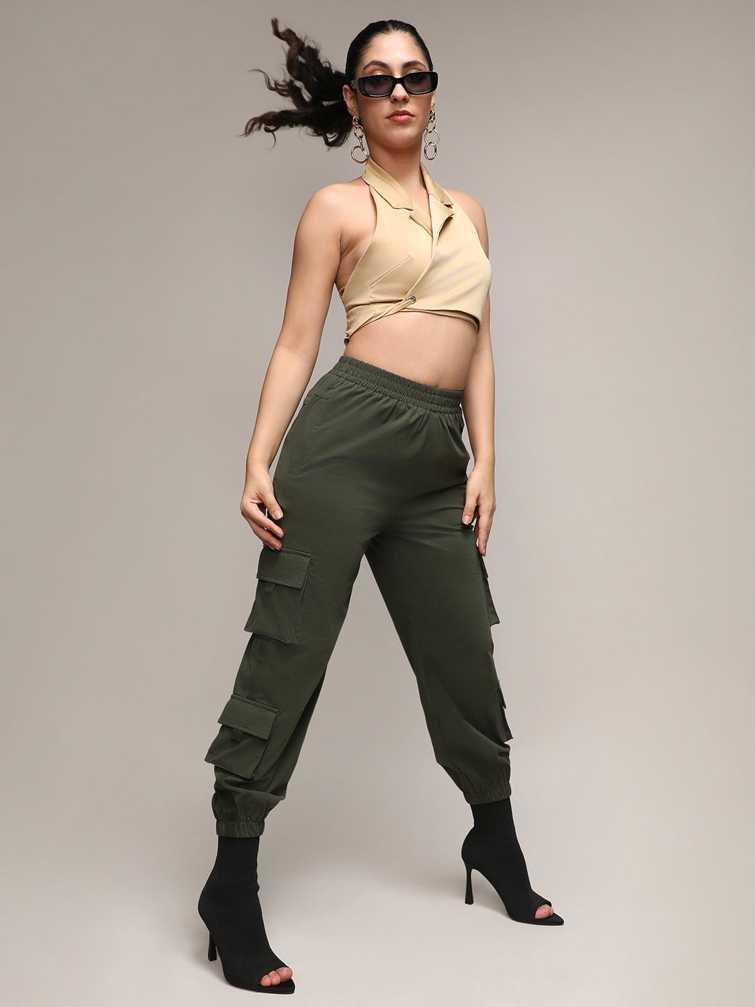 Cuffed Hem Cargo Trousers