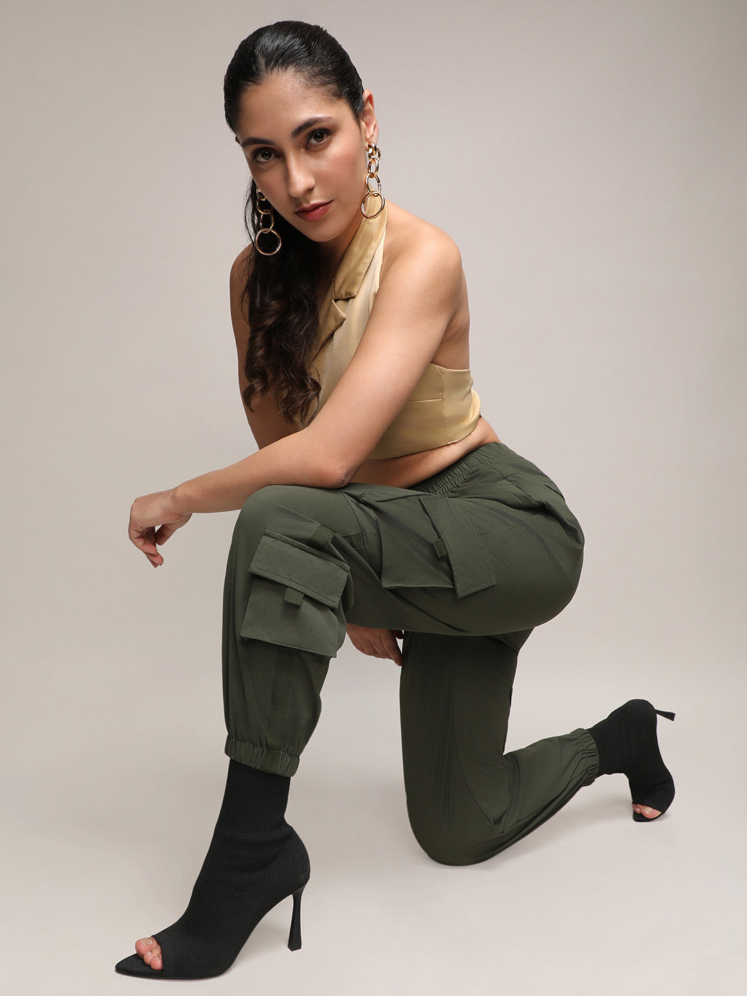 Cuffed Hem Cargo Trousers