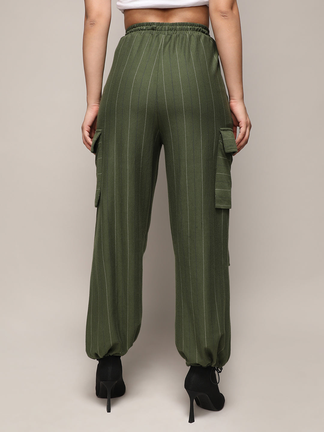 Striped Cargo Parachute Trousers