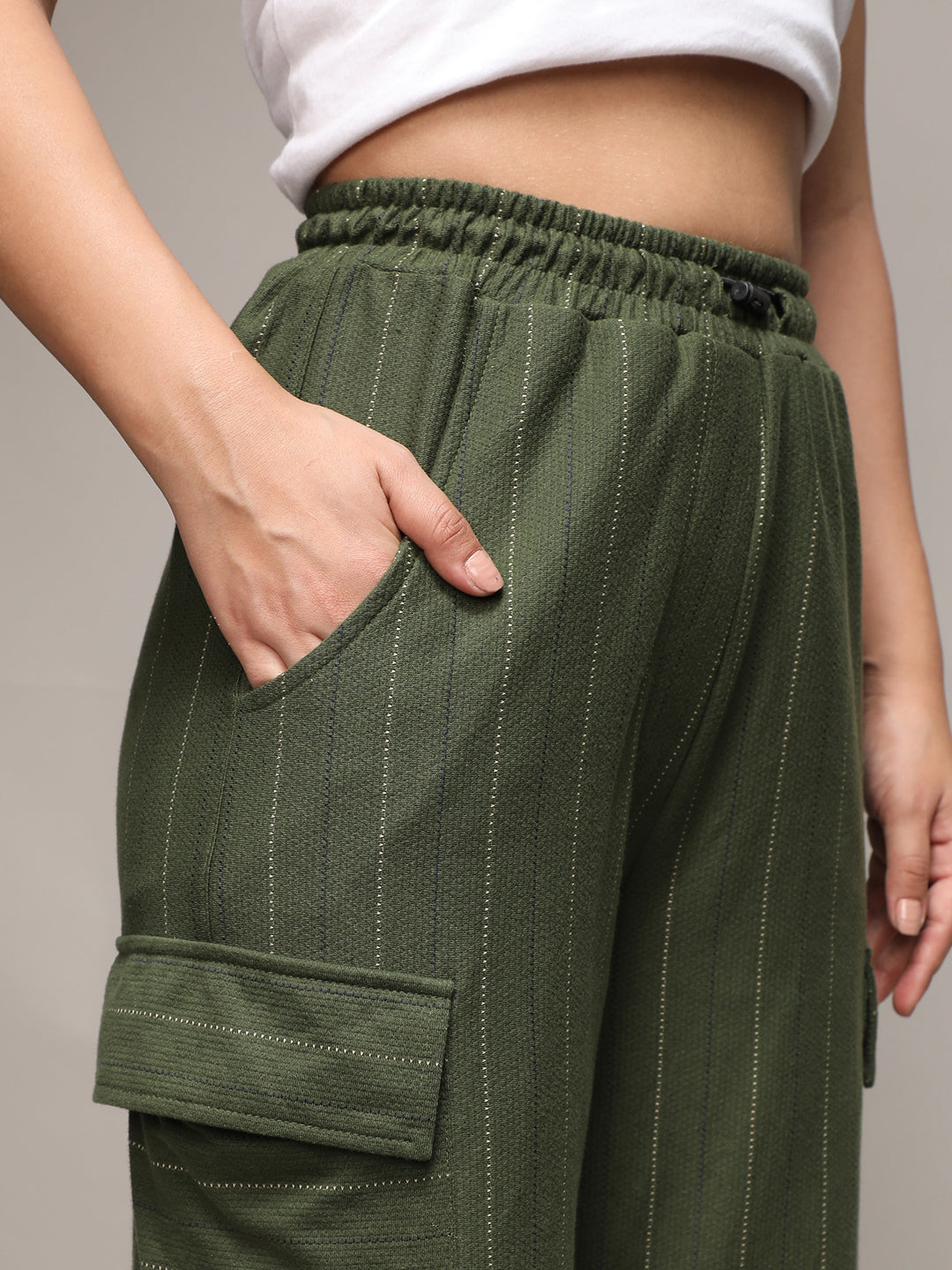 Striped Cargo Parachute Trousers