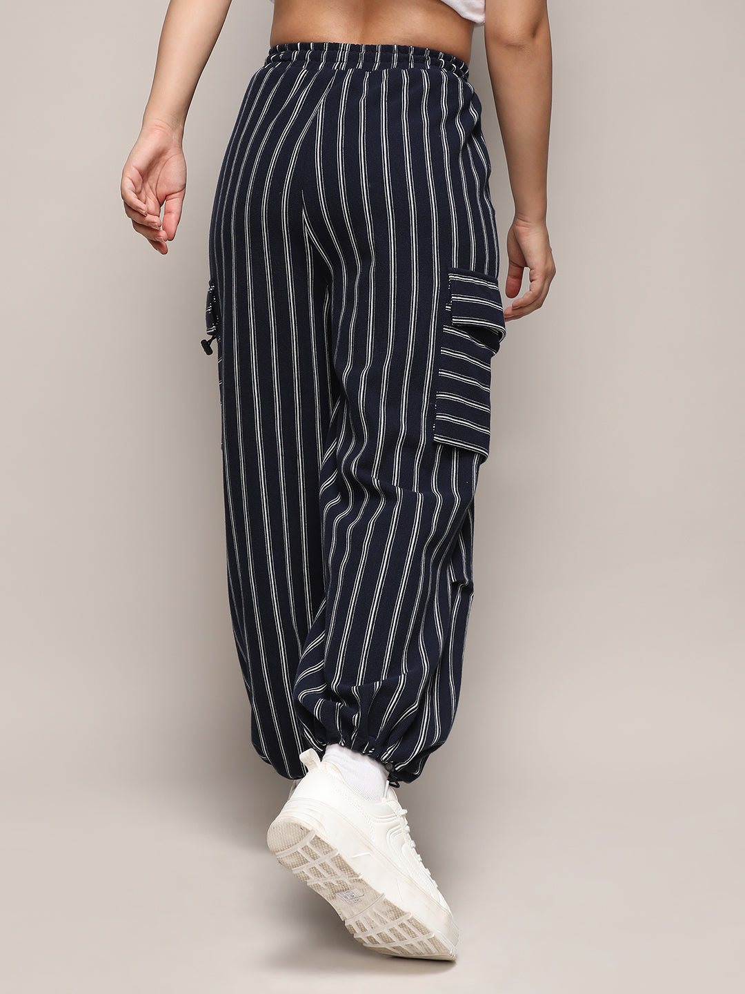 Striped Cargo Parachute Trousers