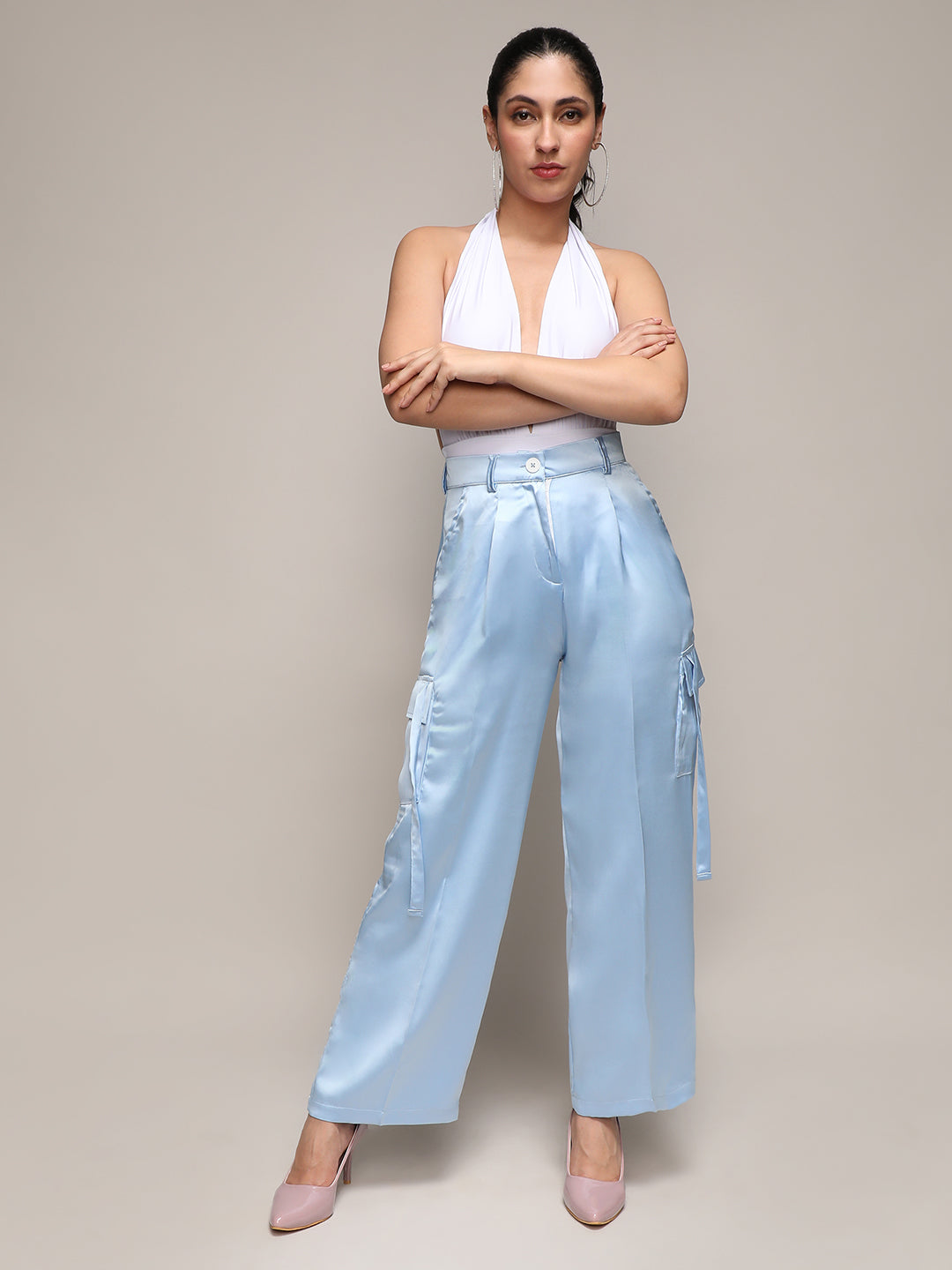 Satin Cargo Trousers