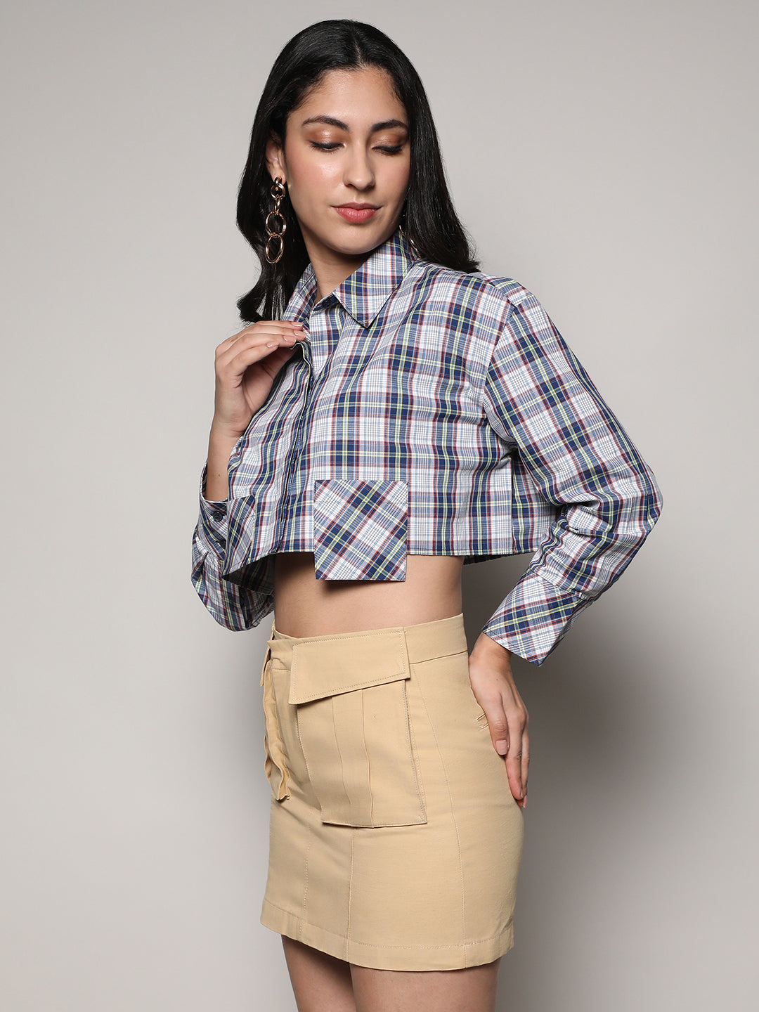 Tartan Plaid Crop Shirt