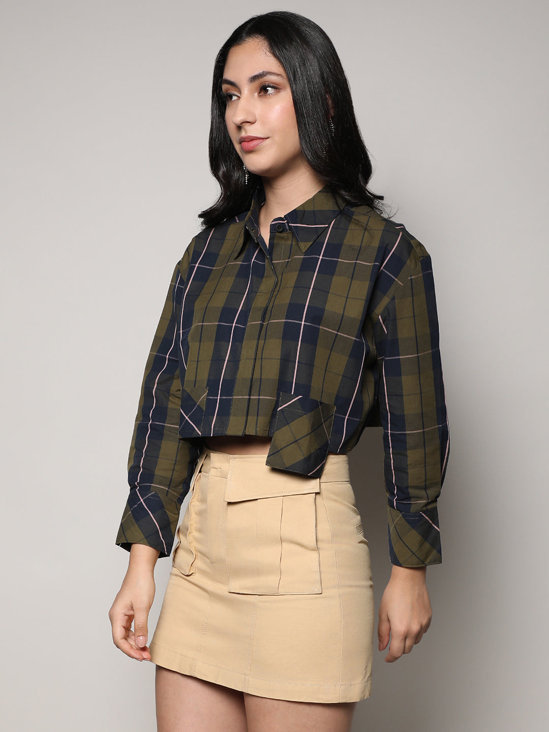 Tartan Plaid Crop Shirt