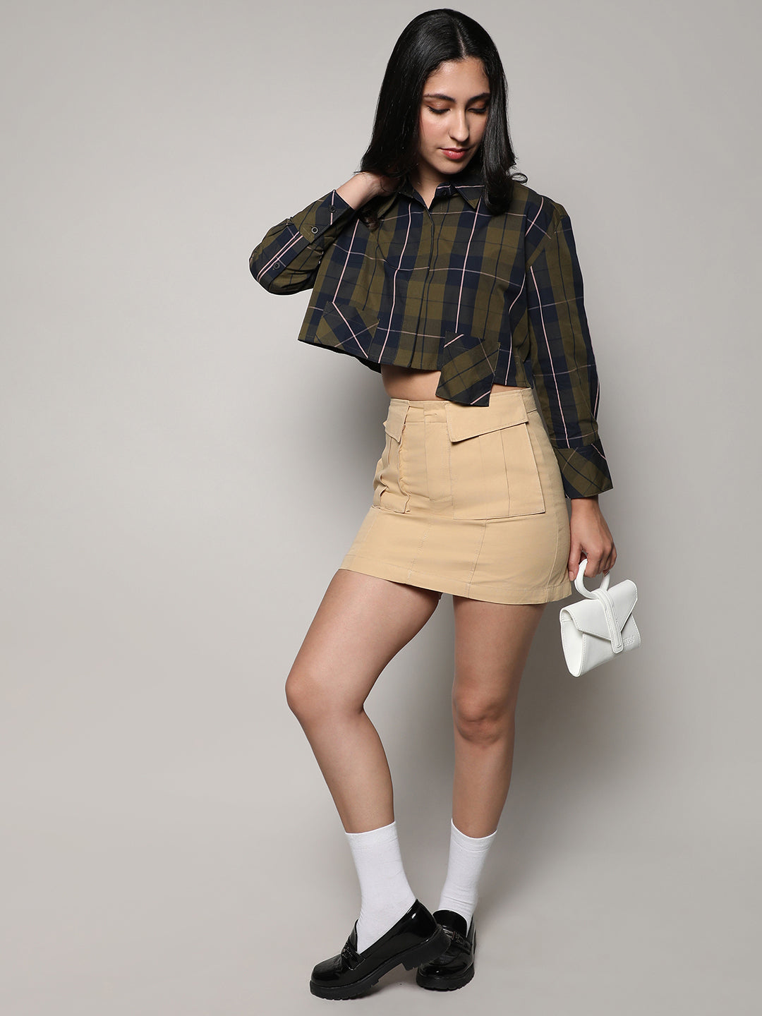 Tartan Plaid Crop Shirt