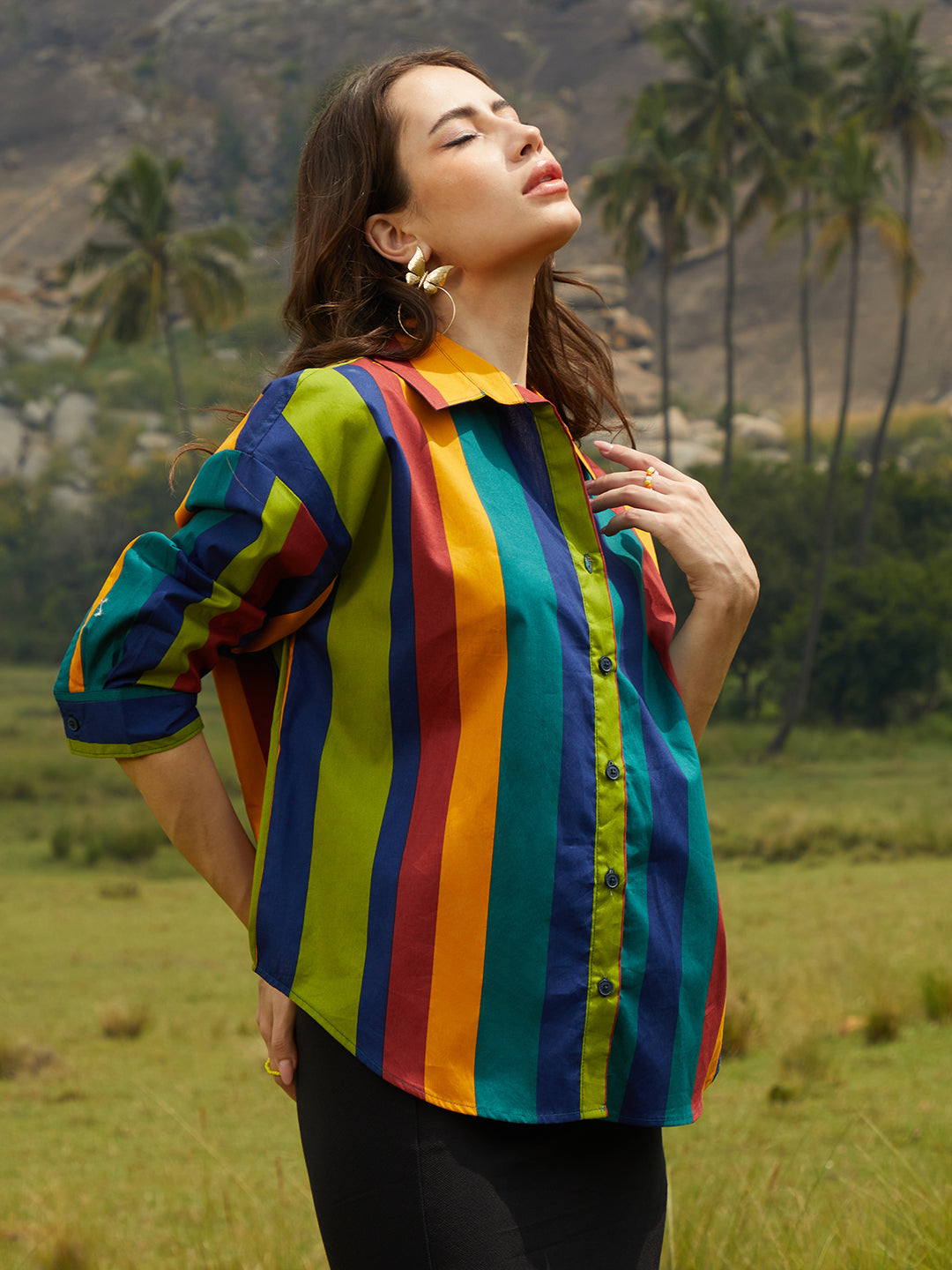 Balanced Striped Oversized Shirt