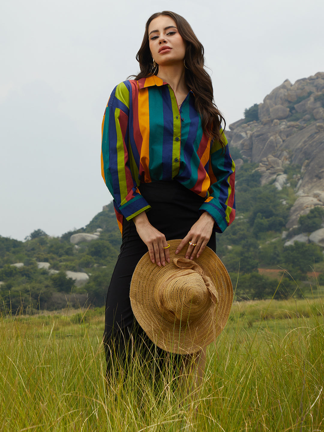 Balanced Striped Oversized Shirt