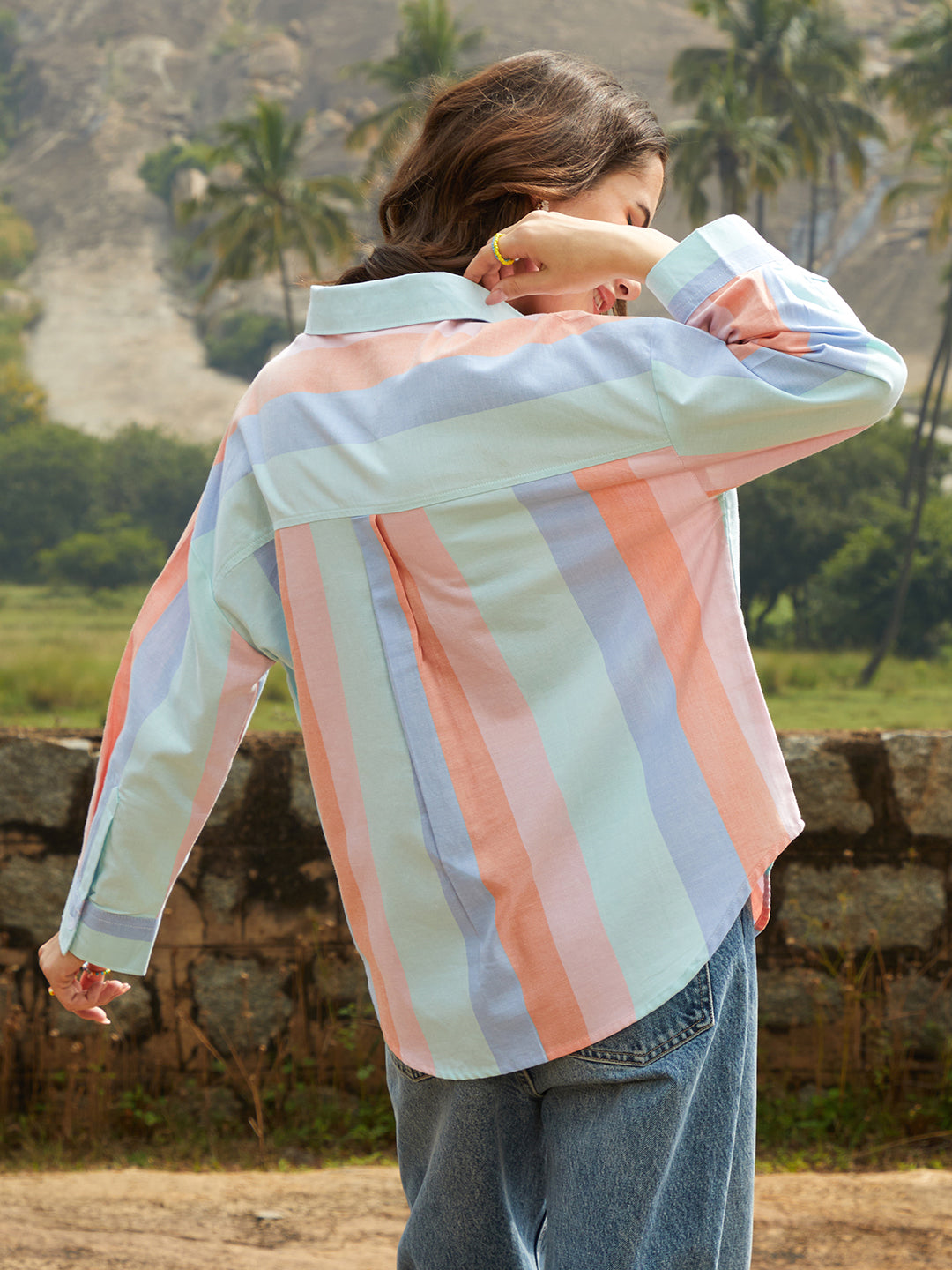 Balanced Striped Oversized Shirt