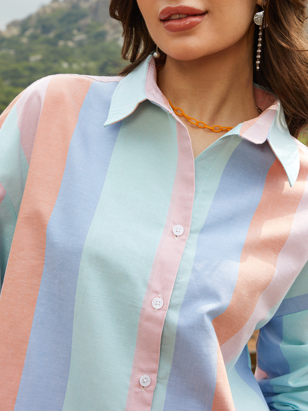 Balanced Striped Oversized Shirt