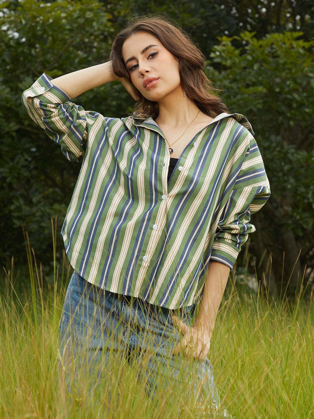 Halo Striped Oversized Shirt