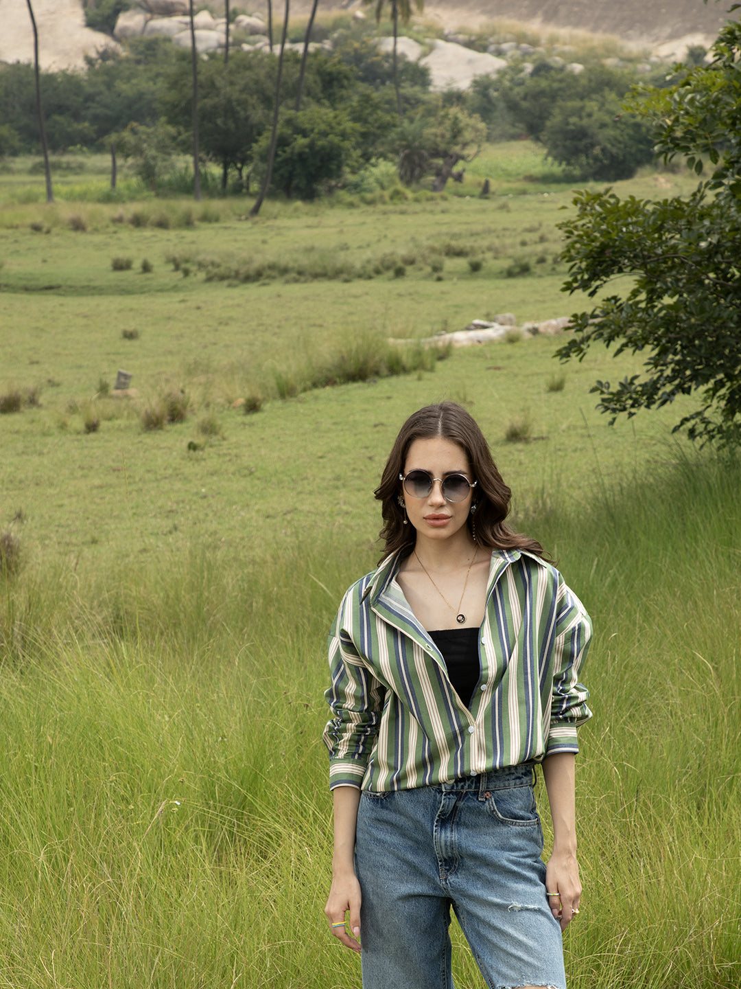 Halo Striped Oversized Shirt