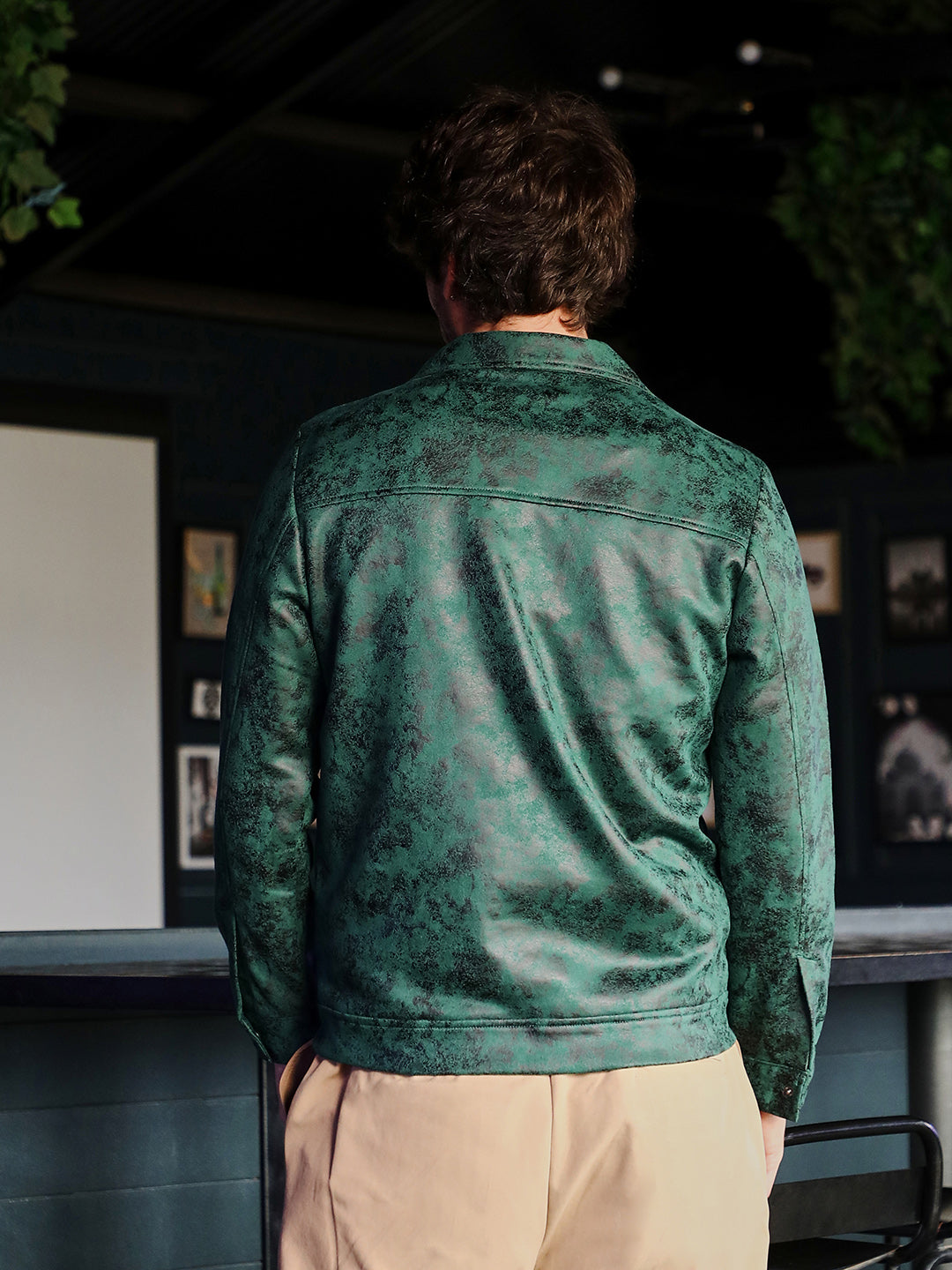 Embossed-Suede Biker Jacket