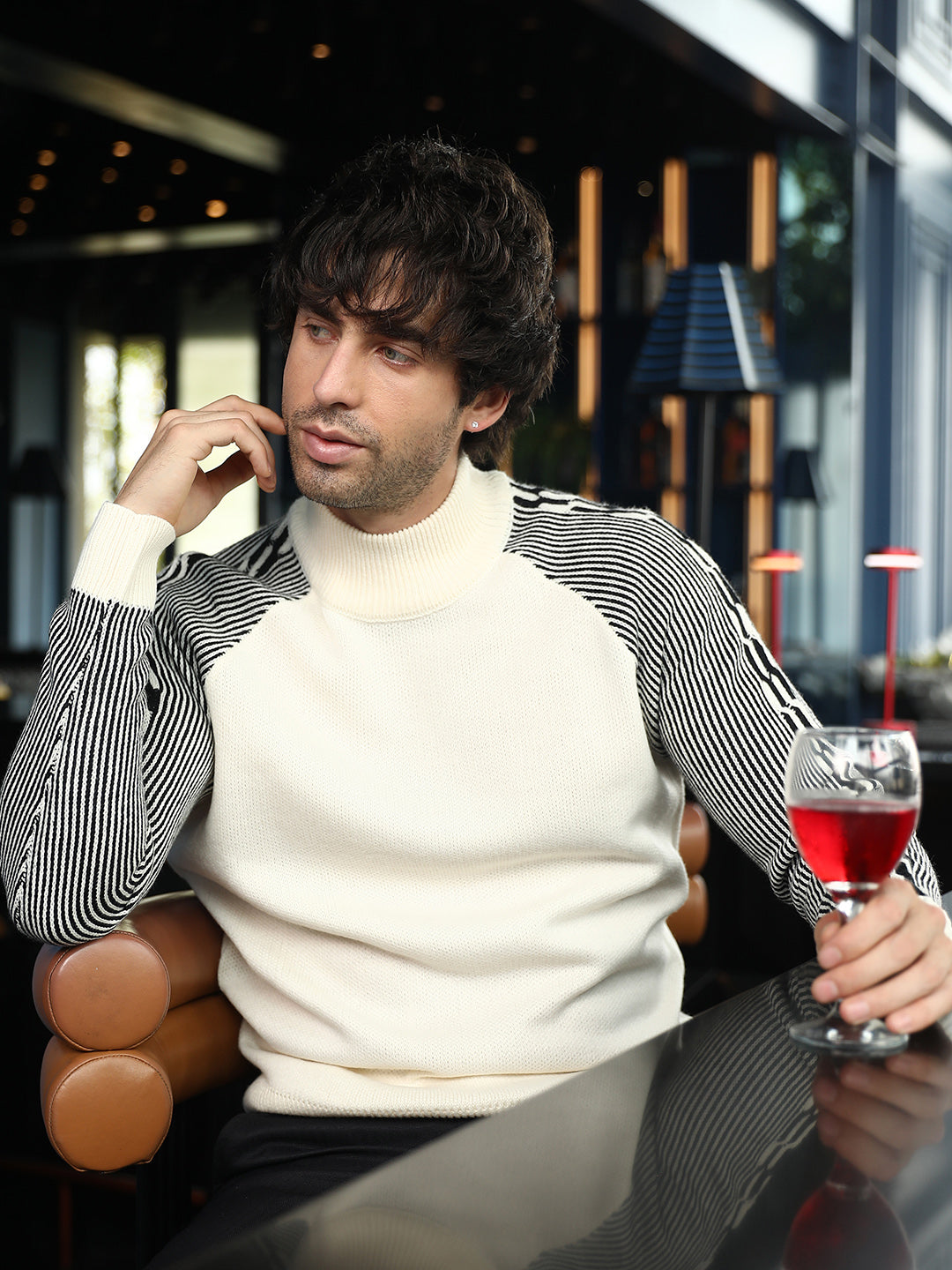 Self-Raglan Knit Pullover Sweater