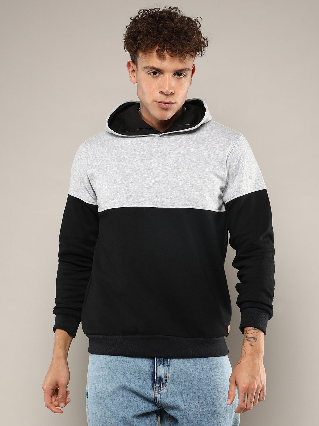 Pullover Hoodie With Ribbed Hem