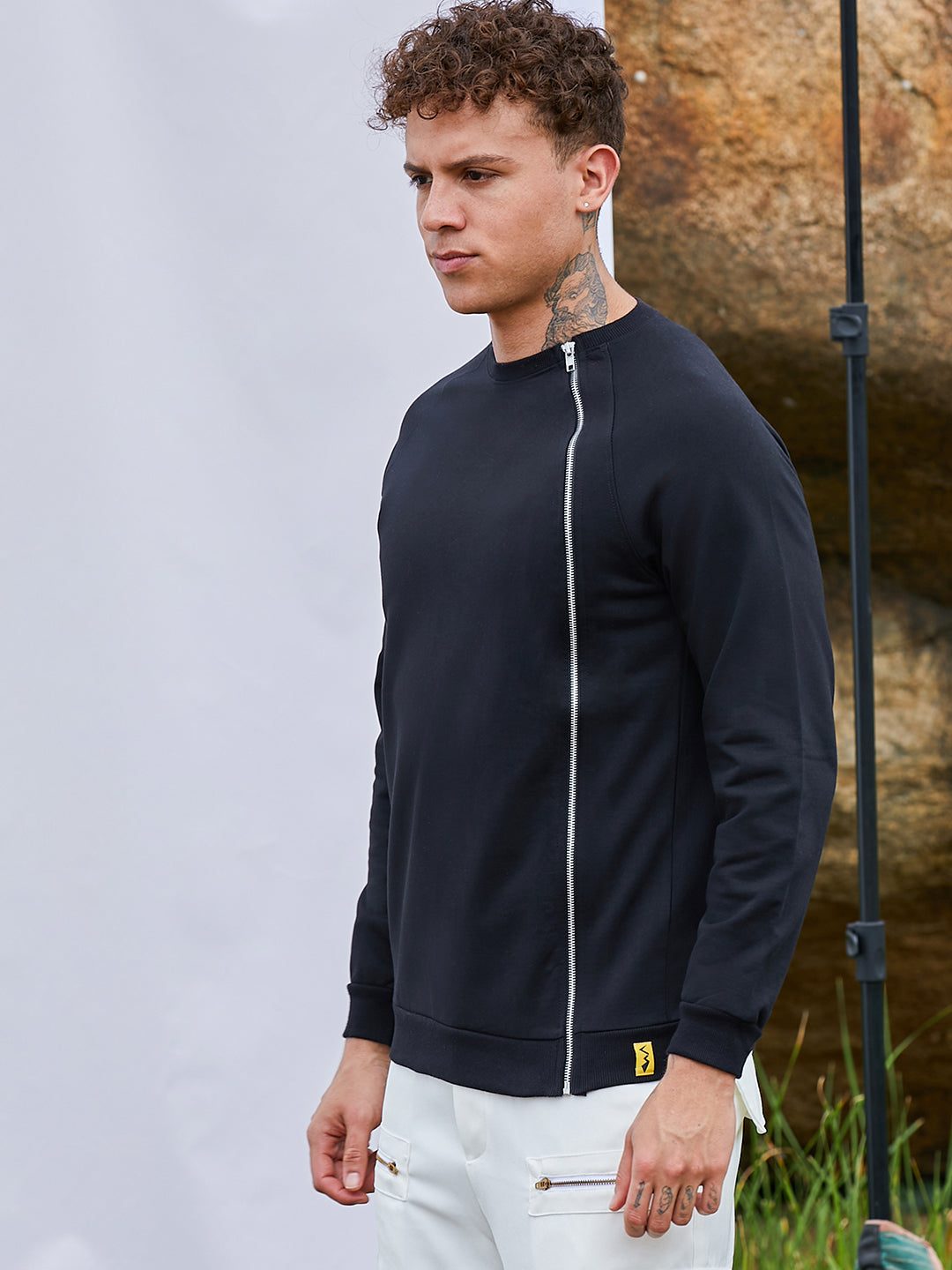 Sweatshirt With Asymmetriclal Zip