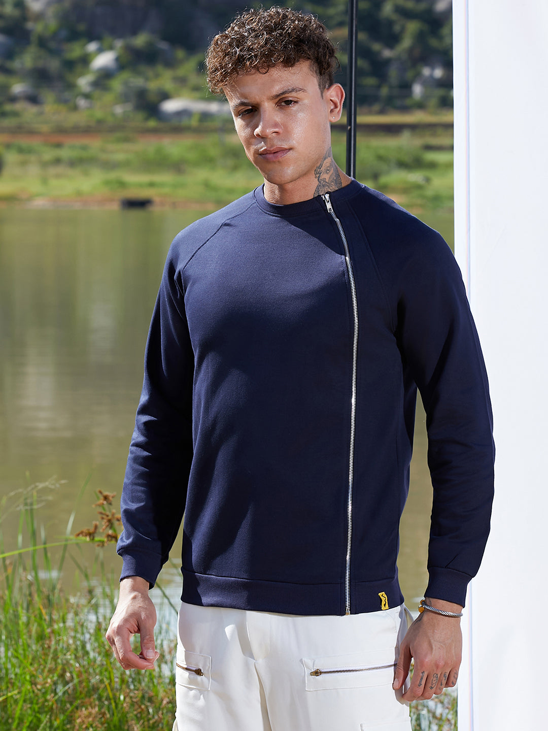 Sweatshirt With Asymmetriclal Zip