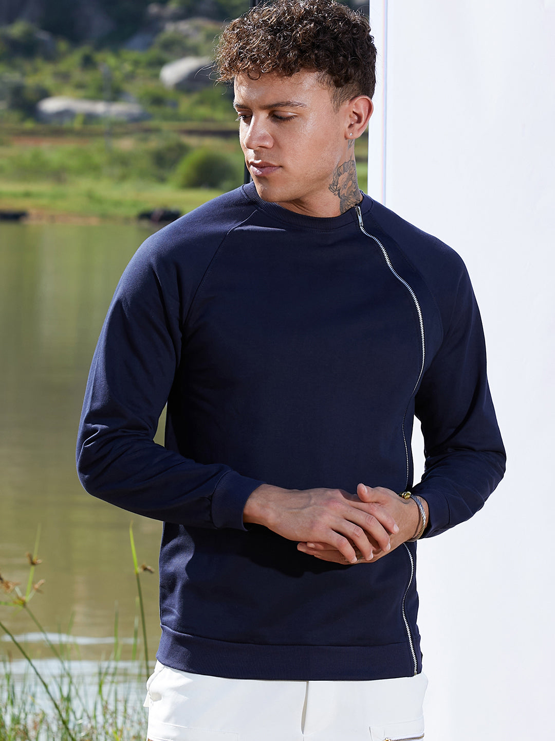 Sweatshirt With Asymmetriclal Zip