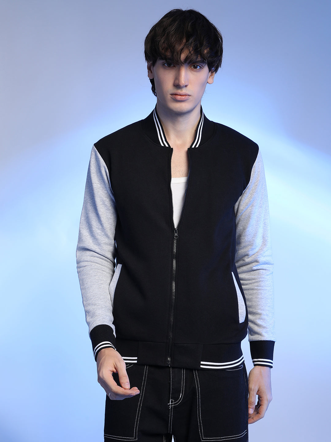 Zip-Front Jacket With Open-Angled Pocket