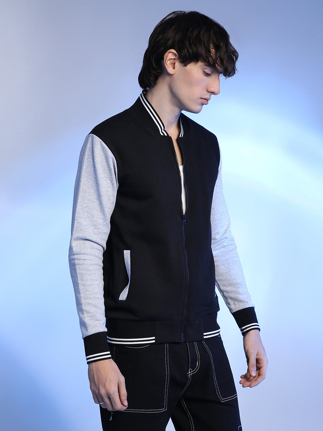 Zip-Front Jacket With Open-Angled Pocket