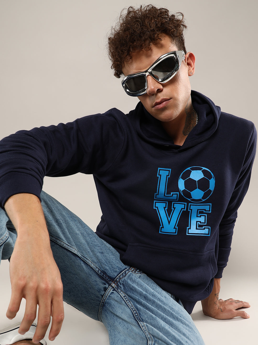 Love Football Hoodie With Kangaroo Pocket