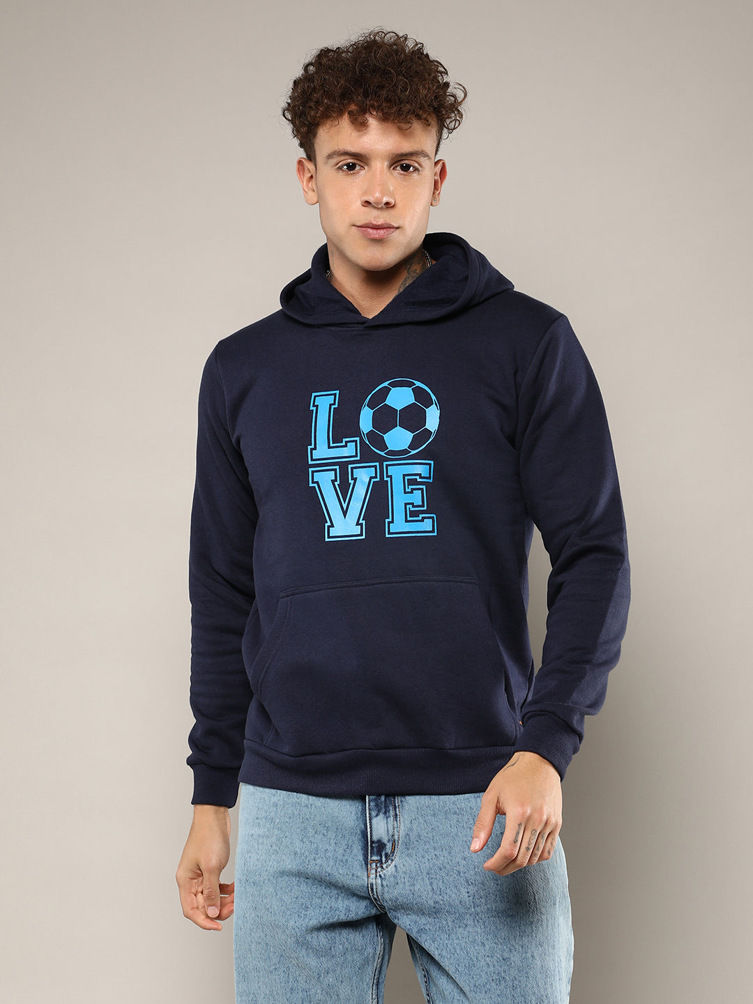 Love Football Hoodie With Kangaroo Pocket