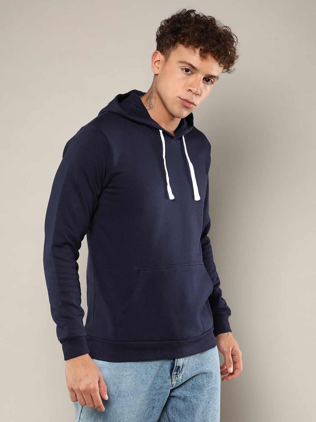 Pullover Hoodie With Contrast Drawstring